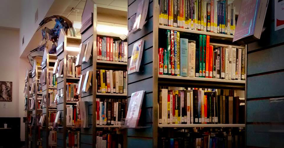 Bookshelves at a library